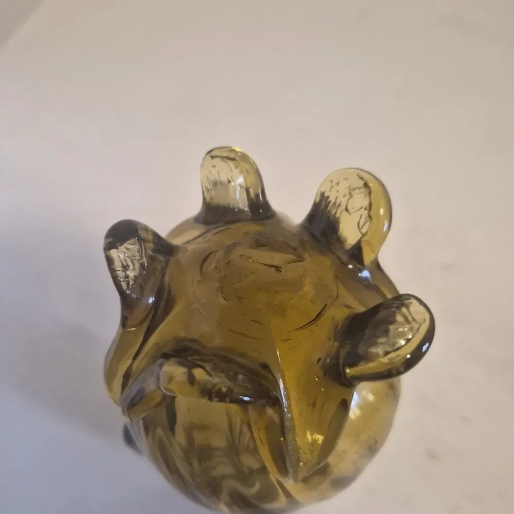 Vintage Amber Hand Blown Twisted Glass Cruet Decanter with Feet 6.5 Inch